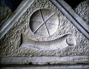 Ictus: pez, símbolo cristiano. Siglo II de Roman