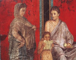Ritos de iniciación del culto de Dionisio, fresco de la Villa Dei Mysteri de Roman