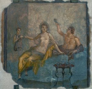 Joven y hetaira. De Herculano. Alrededor de 50-79 d.C. de Roman