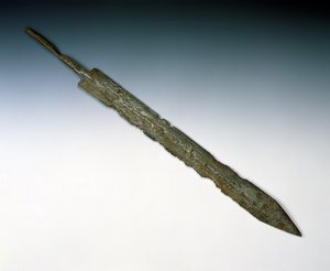 Espada legionaria o gladius, del sitio romano en Newstead, Melrose, 80-100 d.C.
