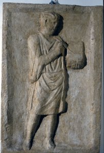 Bajo relieve romano del siglo III d.C. Un escritor de Roman