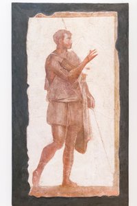 Hombre con manto, colección Pallavicini Rospigliosi, hacia 200 d.C., inv 103420 (fresco) de Roman