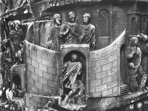 Marco Aurelio recibiendo un mensajero, (detalle) de la columna de Marco Aurelio, 180-196 d.C.