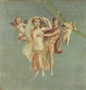 Marte y Venus con querubines sobre un fondo azul, de Herculano de Roman