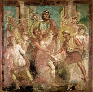 Odiseo encuentra a Aquiles entre las hijas de Licomedes (fresco, siglo II d.C.) de Roman