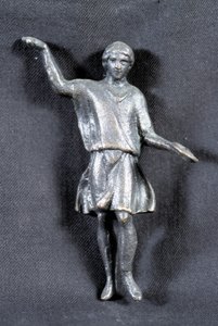 Estatuilla de ofrenda en bronce, col. privada, siglo II. Presumiblemente por los peregrinos en el templo de Marte.