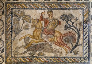 Escena de caza de pantera - Mosaico, siglo IV d.C.