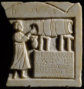 Relieve que representa una escena de taberna de Roman