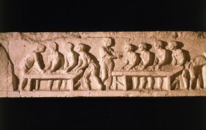 Relieve que representa una panadería, de la tumba de Eurysaces el Panadero, en Porta Maggiore, Roma, 50-20 a.C. de Roman