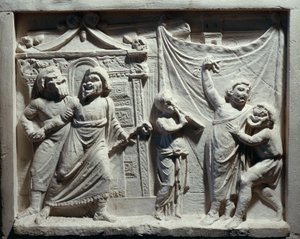 Relieve de escena teatral de la comedia 