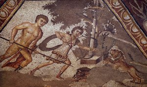 Arte romano: Mosaico de las estaciones del patio de la villa de Constantino de 