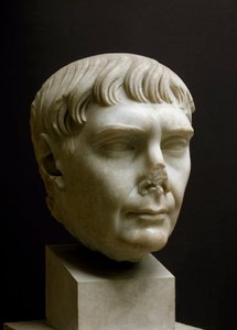 Arte romano: cabeza de mármol del emperador Trajano (Marcus Ulpius Traianus) (53-117 d.C.) Museo de Ostia, Italia de Roman
