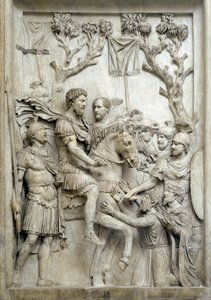 El emperador romano Marco Aurelio perdona a los enemigos derrotados, c.176-180 de Roman