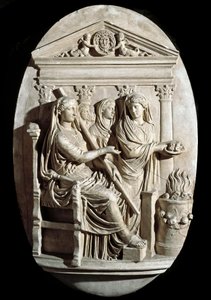 Arte romano: una escena de sacrificio en Vesta (Hestia) de Villa Albani (bajo relieve) de Roman
