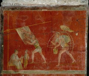 Arte romano: escena de lavandería (fullonica) de Roman