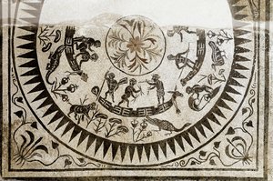 Arte romano: caza y pesca de pigmeos. Mosaico del siglo III. Museo Nazionale Romano (o delle Terme) Roma de Roman