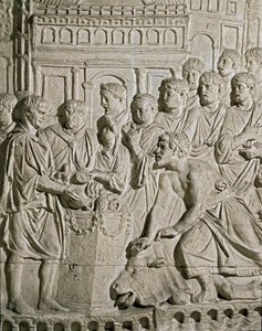 Arte romano: bajorrelieve que representa a ciudadanos sármatas rindiendo tributo a los romanos. De los relieves de la columna de Marco Aurelio. Siglo II d.C. de Roman
