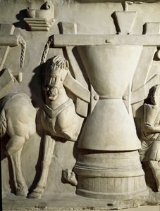 Arte romano: bajorrelieve que representa una rueda de molino. Siglo I d.C. de Roman