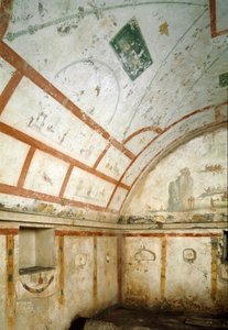 Arte romano: vista de la tumba de Caivano. 100-150 d.C. Nápoles, Museo Arqueológico Nacional de Roman