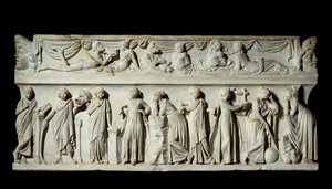 Sarcófago de las Musas: representación de musas diosas de las artes y las letras de Roman