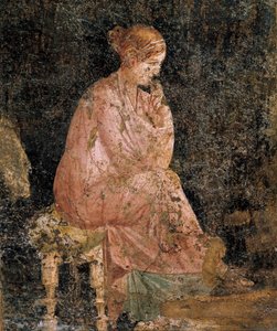 Mujer sentada, detalle de fresco de Pompeya