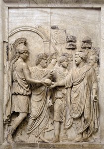Entrada solemne del Emperador Adriano en Roma, siglo II de Roman