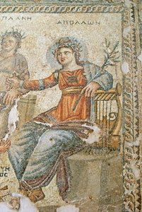 El mosaico de Apolo y Marsias (detalle de Plinio y Apolo) de Roman