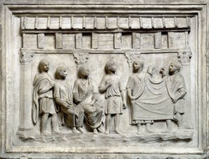 Tienda de tejidos durante el período augusto de Roman