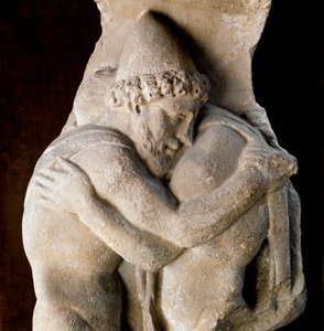 Ulises y su padre Laertes, rey de Ítaca. Fragmento de sarcófago de mármol, siglo II. Roma, Museo Barracco de Roman