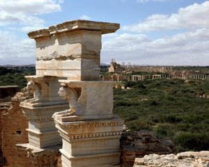 Vista de las columnas de la basílica, siglo II d.C. de Roman