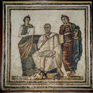 Virgilio y dos musas (Clio y Melpómene) - principios del siglo III de Roman