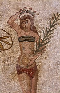 Jóvenes romanos en ejercicios físicos. Mosaico romano del siglo III-IV de Villa del Casale, Piazza Armerina de Roman