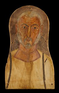 Hombre anciano flanqueado por dioses egipcios, c.250 d.C. de Roman Period Egyptian