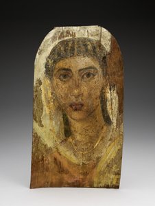 Retrato de momia de una joven, 1-100 d.C. (madera pintada, cera y textil) de Roman Period Egyptian