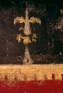 Elemento decorativo, detalle del fresco del triclinio de la Casa de los Vettii, Pompeya (Lista del Patrimonio Mundial de la UNESCO de Roman Roman
