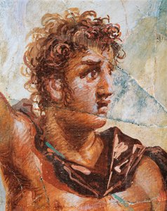 Detalle de un fresco que representa a Alejandro, de las Bodas de Alejandro (Ares) y Stateira (Afrodita), Regio 6 Insula Occidentalis 39, Pompeya (Lista del Patrimonio Mundial de la UNESCO de Roman Roman