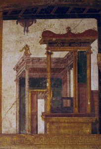 Arquitecturas fantásticas, fresco del oecus en la Casa de los Vettii, Pompeya (Lista del Patrimonio Mundial de la UNESCO de Roman Roman