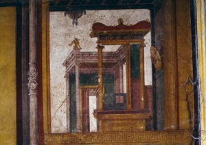 Arquitecturas fantásticas, fresco del oecus de la Casa de los Vettii, Pompeya (Lista del Patrimonio Mundial de la UNESCO de Roman Roman