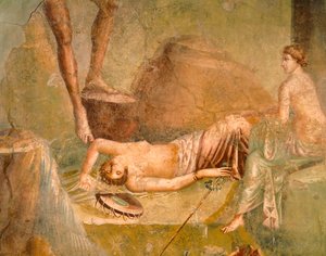 Fresco que representa a Ménade durmiendo, de la Casa de Citharist, Pompeya , Campania, Civilización romana de Roman Roman