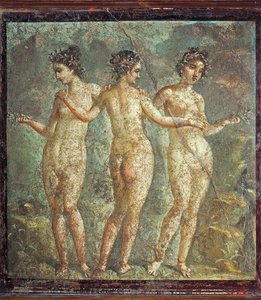 Fresco de las Tres Gracias, Pompeya, Italia de Roman Roman