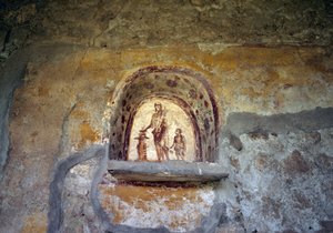 Fresco que representa un Lararium de Pompeya (Lista del Patrimonio Mundial de la UNESCO de Roman Roman