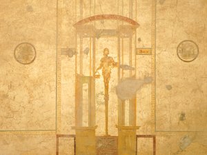 Fresco que representa a una cariátide, de la Casa de los Enamorados, Pompeya , Campania, Civilización romana de Roman Roman