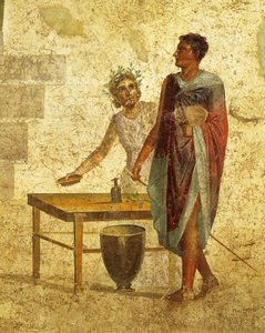 Fresco que representa a Jasón y Pelias de Pompeya de Roman Roman