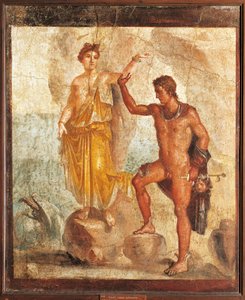 Italia, Campania, Pompeya, Perseo liberando a Andrómeda de la Casa de los Cinco Esqueletos, fresco