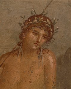 Italia, Región de Campania, Provincia de Nápoles, Pompeya, Casa de Marco Lucrezio Frontone Fresco que representa a Narciso junto a un estanque