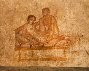 Italia, Región Campania, Provincia de Nápoles, Pompeya, Casa de los Vettii, Fresco erótico de Roman Roman