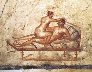 Italia, Región Campania, Provincia de Nápoles, Pompeya, Casa de los Vettii, Fresco erótico de Roman Roman