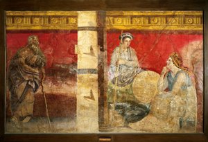 Familia real de Macedonia y un filósofo. Fresco. Museo Arqueológico Nacional de Nápoles de Roman Roman