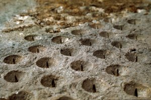 Modelo que reproduce el asedio y la batalla de Alesia en septiembre del 52 a.C. por Julio César que vio la derrota de Vercingetórix. Detalle que representa el sistema de defensa construido por César, el “Lobo Gules”. Roma, Museo della Civilta Romana de Roman Roman