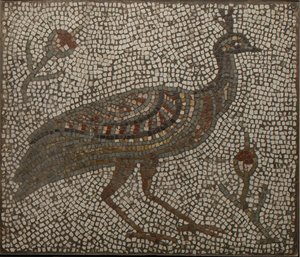 mosaico con un pavo real y flores, siglo III-IV (mosaico) de Roman Roman